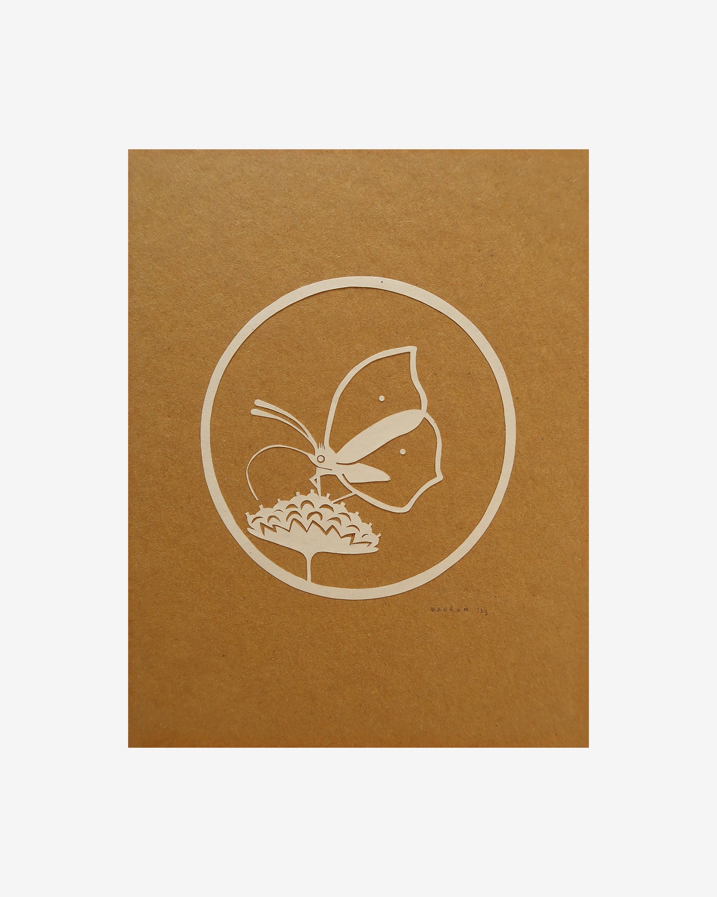 Citronsommerfugl på blåhat 23x18 cm